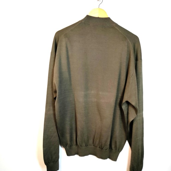 Pronto Uomo Sweater Men XL/TG Olive Silk Cotton Blend Mock Neck Old Money Preppy - Picture 5 of 13